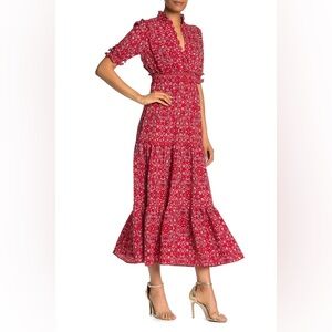 Max Studio Red Floral Midi Dress